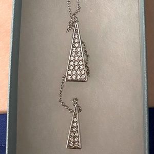 swarovski crystal silver necklace triangle dangle with swarovski crystals